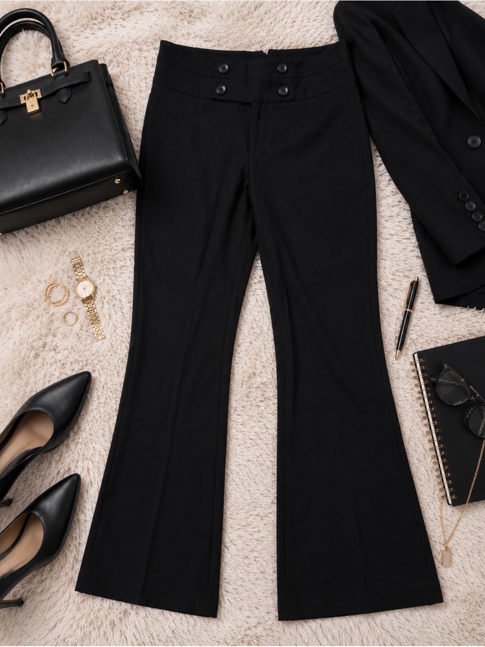 Ponte Knit High Waist Sailor Front Pants